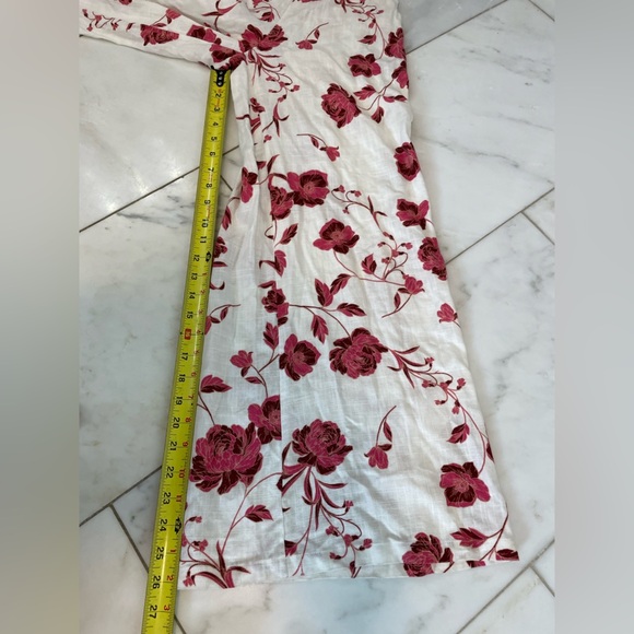 Misa Los Angeles women’s Small linen blend floral pink white wide leg jumpsuit - Picture 3 of 10